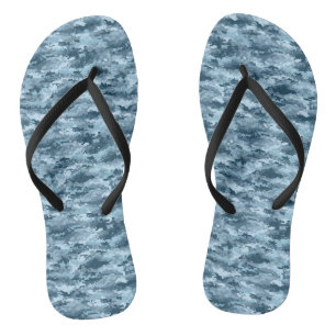 Chinelos Padrão de camuflagem pixelada militar azul