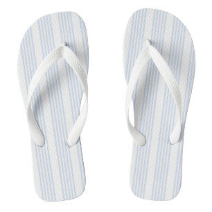 Chinelos Padrão de cinco listras azul-claro e branco
