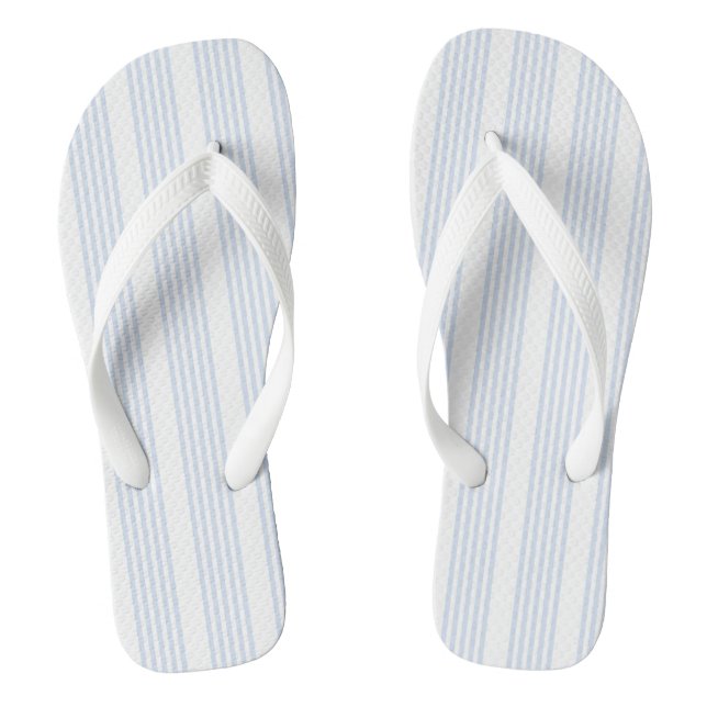Chinelos Padrão de cinco listras azul-claro e branco (Pé da cama)