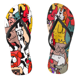 Chinelos Padrão de Cor Brilhante das Raças de Cachorro