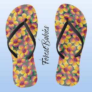 Chinelos Padrão de Design Flor 🌼 Único Cute Funny Floral