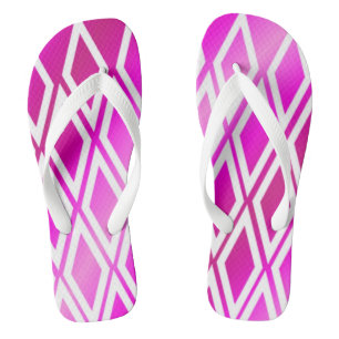 Chinelos Padrão de Diamante Rosa Geado Branco