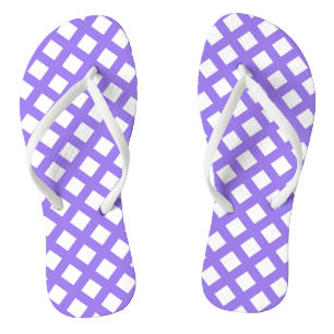 Chinelos Padrão de Diamante Xadrez Branco Roxo