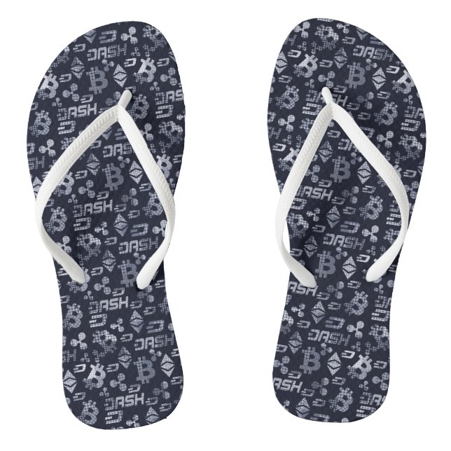 Chinelos Padrão de Dinheiro Azul de Criptomoeda (Pé da cama)