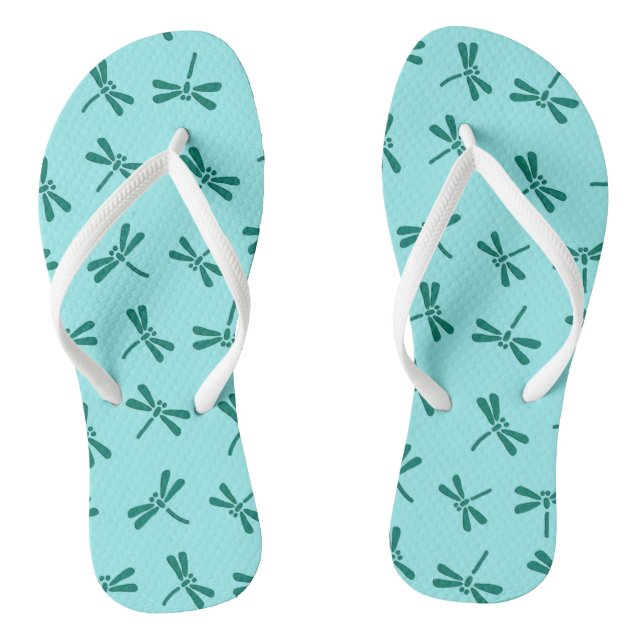 Chinelos Padrão de Dragonfly Japonês, Turquesa e Aqua (Pé da cama)