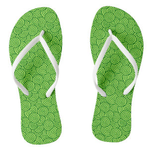 Chinelos Padrão de espiral japonês - pinho e verde limão