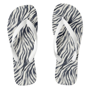 Chinelos Padrão de Estampa de Zebra Preto e Branco
