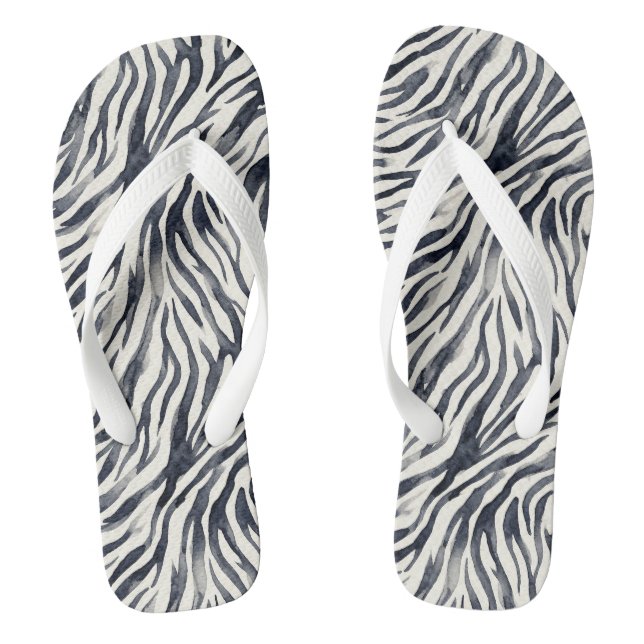 Chinelos Padrão de Estampa de Zebra Preto e Branco (Pé da cama)