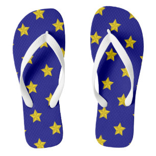 Chinelos Padrão de Estrelas Douradas, Azul Marinho, Exclusi
