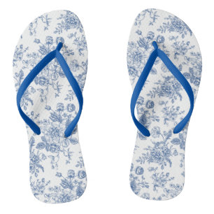 Chinelos Padrão de Flor Azul