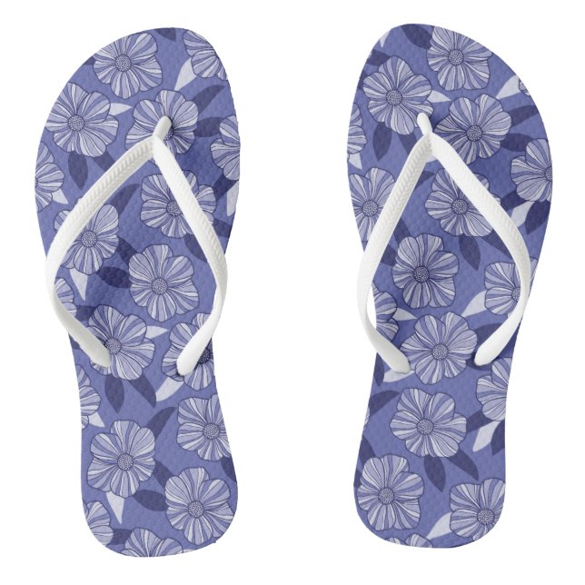 Chinelos Padrão de folha floral roxa moderna (Pé da cama)