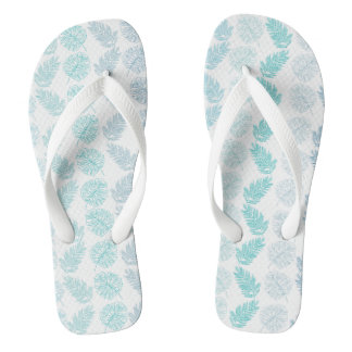 Chinelos Padrão de Folhas Tropicais Botânicas de Verde Eleg