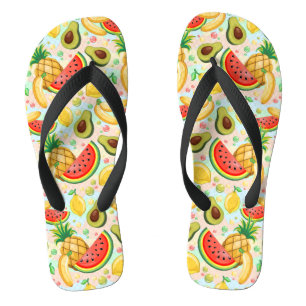 Chinelos Padrão de Frutas de Verão Fresco