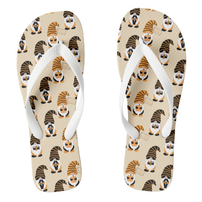 Chinelos Padrão De Gnomos, Gnomos Halloween Trick Ou Tratat (Pé da cama)