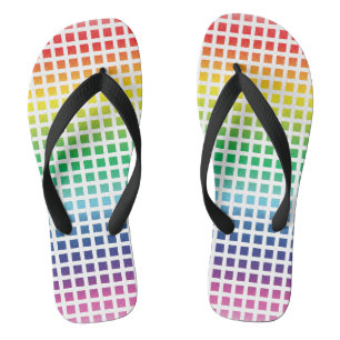 Chinelos Padrão de grade branco do arco-íris Orgulho lgbt