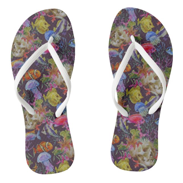 Chinelos Padrão de Grunge da Vida Marítima (Pé da cama)
