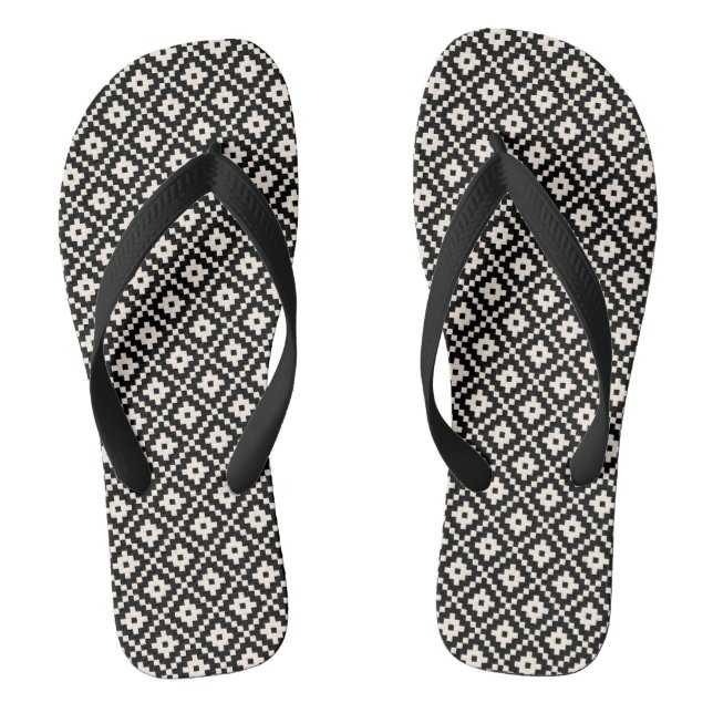Chinelos Padrão de Impressão de Bloco de Estilo Aztec Preto (Pé da cama)
