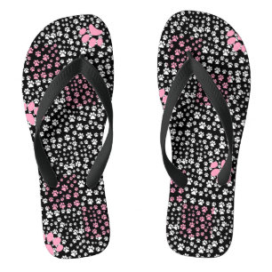 Chinelos Padrão de impressão de patas NS 01b. BG preto