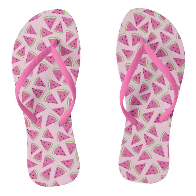 Chinelos Padrão de Melancia Tropical Rosa na Moda (Pé da cama)