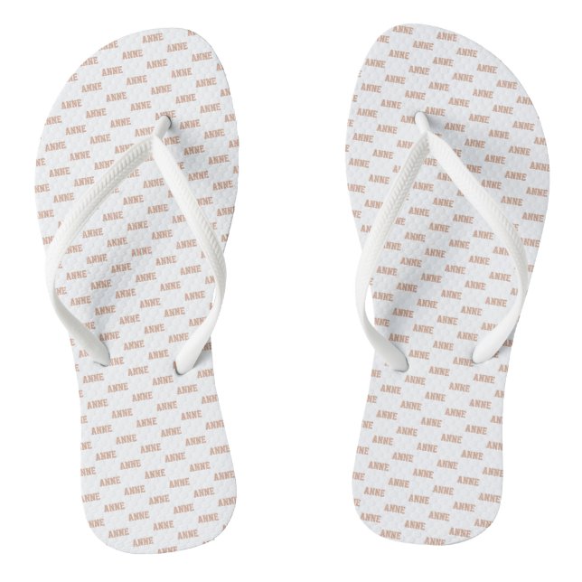 Chinelos Padrão de Nome Rosa Empoeirado Branco (Pé da cama)