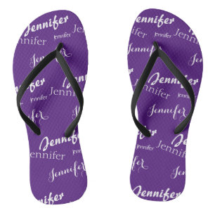 Chinelos Padrão de nome roxo Slim Strap