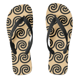 Chinelos Padrão de Ondas da Chave Meandro Grega Marrom