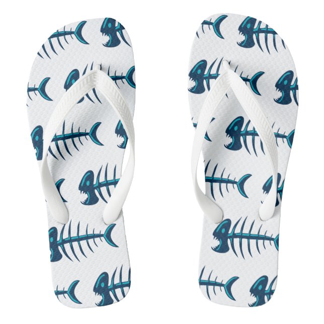 Chinelos Padrão de Ossos de Peixe Azul (Pé da cama)