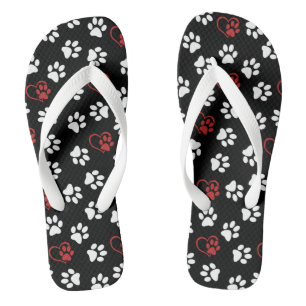 Chinelos Padrão de Patas, Patas Brancas, Patas Vermelhas, C