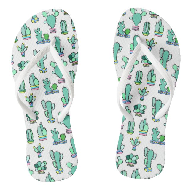 Chinelos Padrão de Planta de Cactus Verde e Suculentos (Pé da cama)