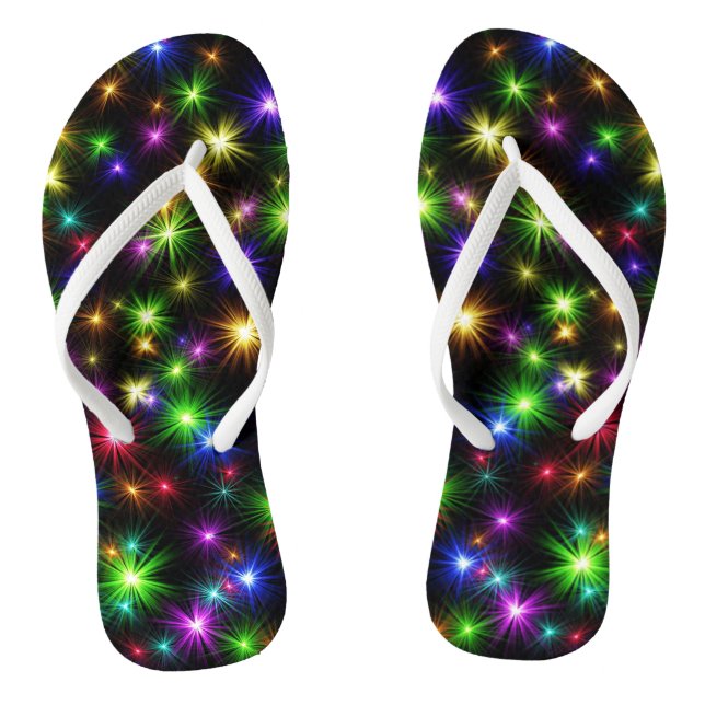 Chinelos Padrão de Raios de Estrela de Natal Multicoloridos (Pé da cama)