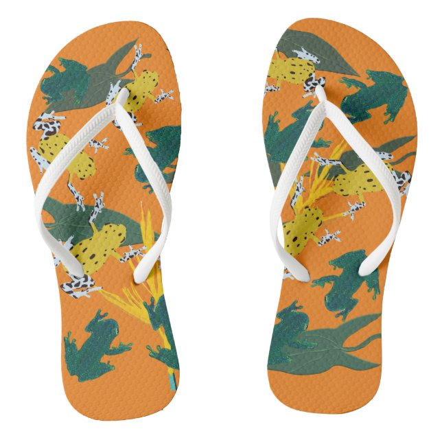 Chinelos Padrão de Rãs Verde Amarelo (Pé da cama)
