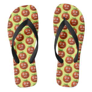 Chinelos Padrão de Tomate de Cartoon Engraçado Verde