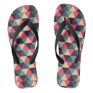 Chinelos Padrão De Triângulo Teal E Rosa