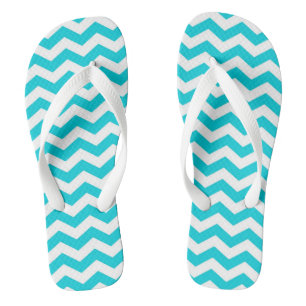 Chinelos Padrão de Zag Branco e Aqua Zig