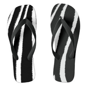 Chinelos Padrão de Zebra Negra e Branca