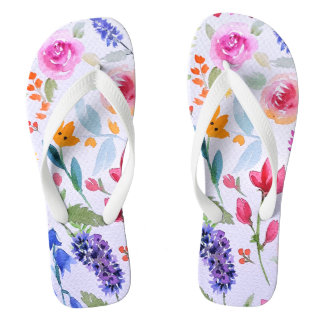 Chinelos Padrão do Amostrador de Flor de Aquarela