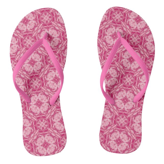 Chinelos Padrão Floral de Abstrato cor-de-rosa suave (Pé da cama)