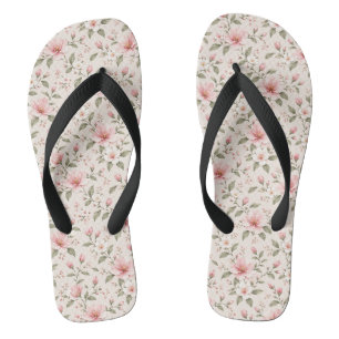 Chinelos Padrão Floral de Flor de Cerejeira Rosa Suave Sem