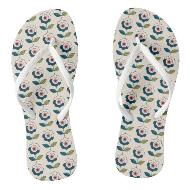 Chinelos Padrão Floral Turquesa Retroativo (Pé da cama)