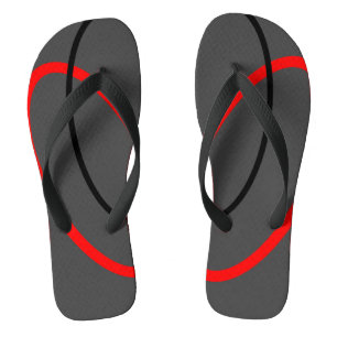 Chinelos Padrão Geométrico Vermelho e Preto Moderno