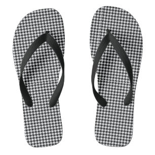 Chinelos padrão houndstooth preto e branco