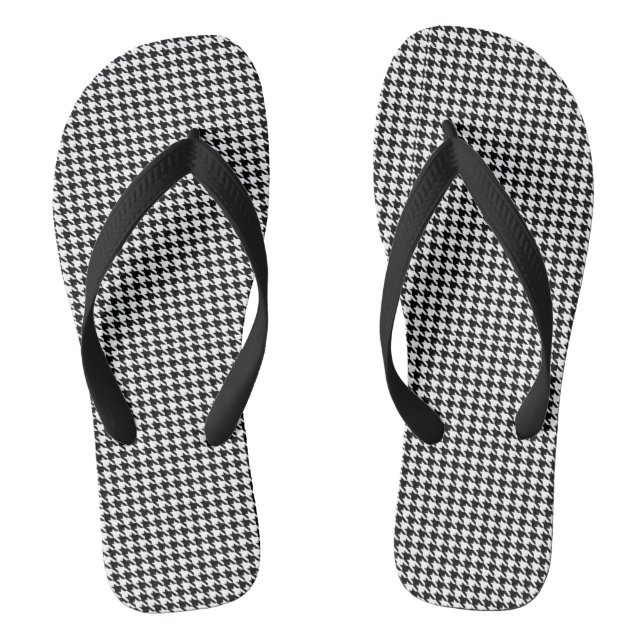 Chinelos padrão houndstooth preto e branco (Pé da cama)