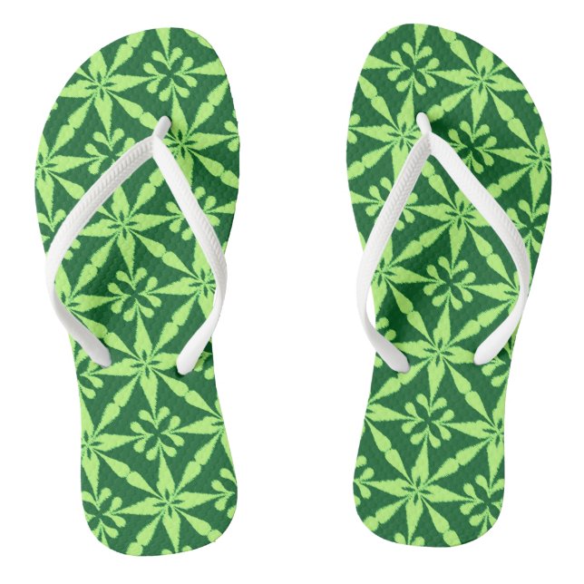 Chinelos Padrão Ikat Star - Verde Escuro (Pé da cama)