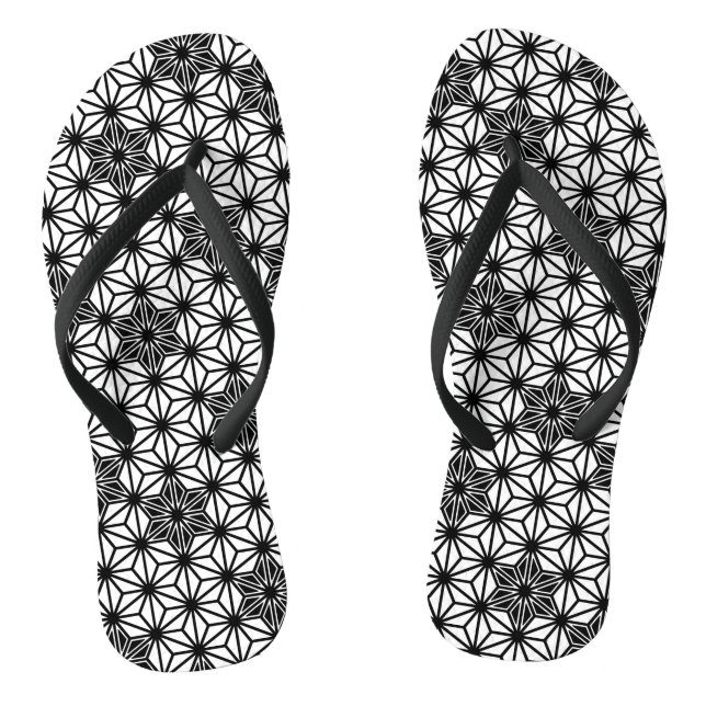 Chinelos Padrão Japonês Asanoha ou Estrela, branco e preto (Pé da cama)