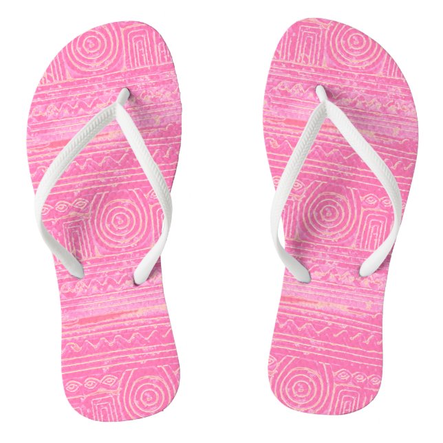 Chinelos Padrão Mesopotâmico Sumeriano Antigo Rosa (Pé da cama)