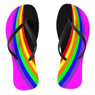Chinelos Padrão Moderno de Faixa de Cores Arco-íris Geométr