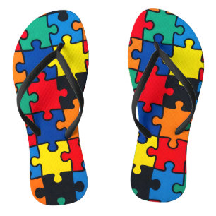 Chinelos Padrão Perfeito de Peça de Quebra-Cabeça Abstrato