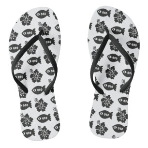 Chinelos Padrão Preto e Branco Tiki Retro