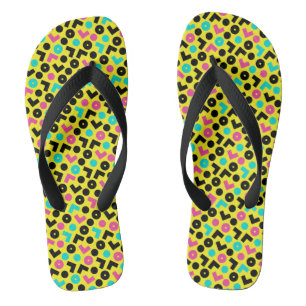 Chinelos Padrão retrô de neon do anos 80/90