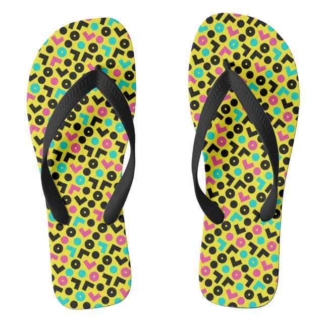 Chinelos Padrão retrô de neon do anos 80/90 (Pé da cama)